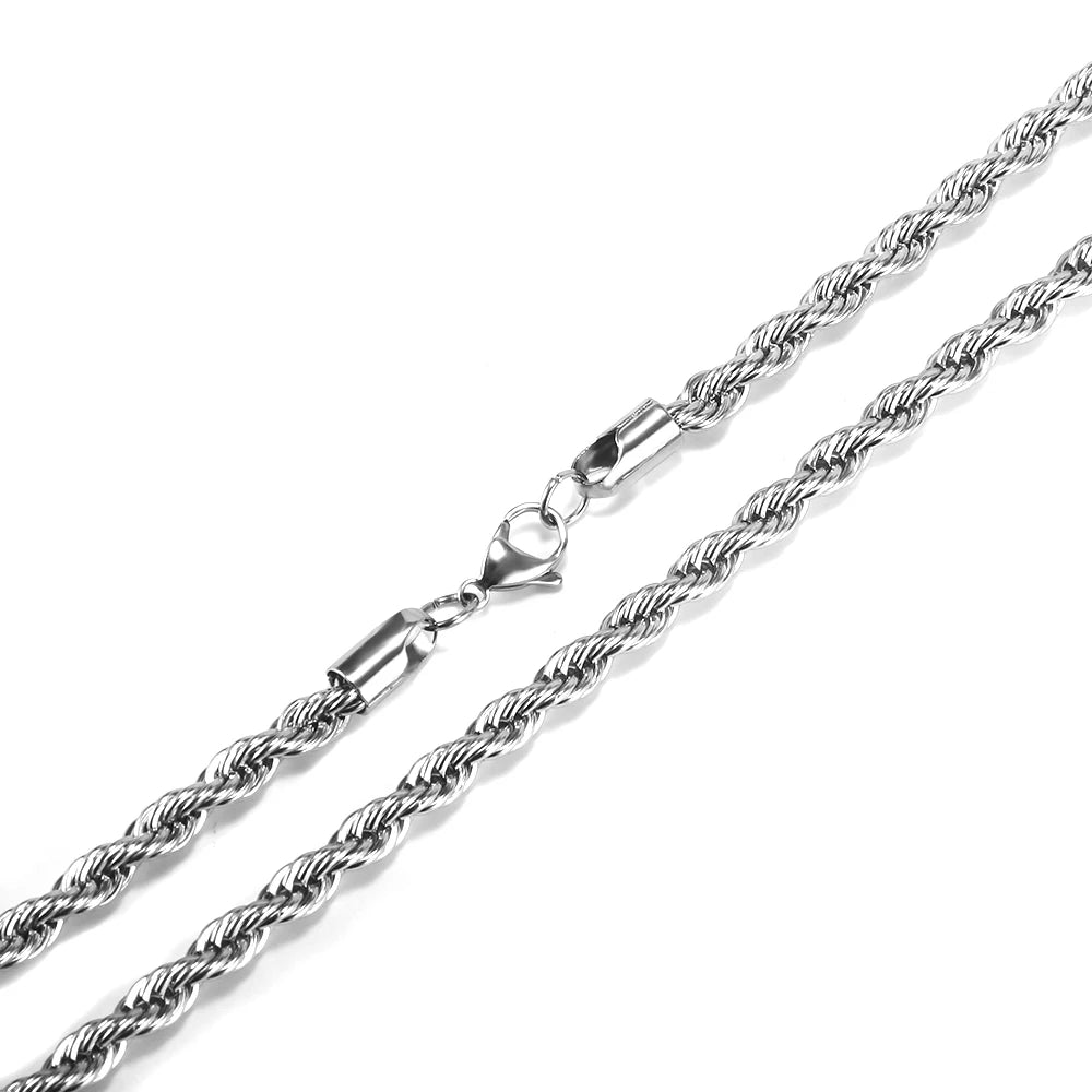 Twist Chain Stainless Steel Long Chain Necklace for Men Women