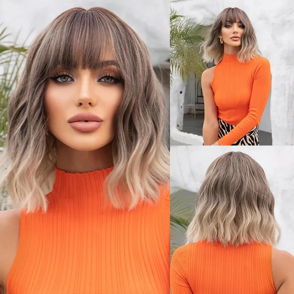 Wave Wig with Bangs Short Style Hair Cover