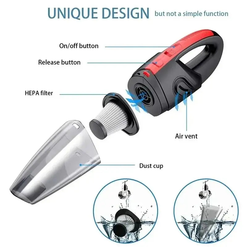 Powerful Suction Rechargeable Handheld Vacuum Cleaner Quick Charge for Car Home Pet Hair