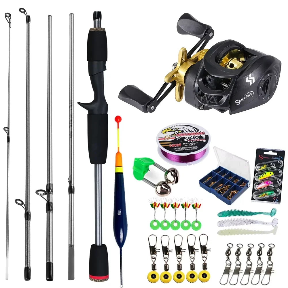 Fishing Rod and Reel Combo 5Section Fishing Rod and 7.2:1 Gear