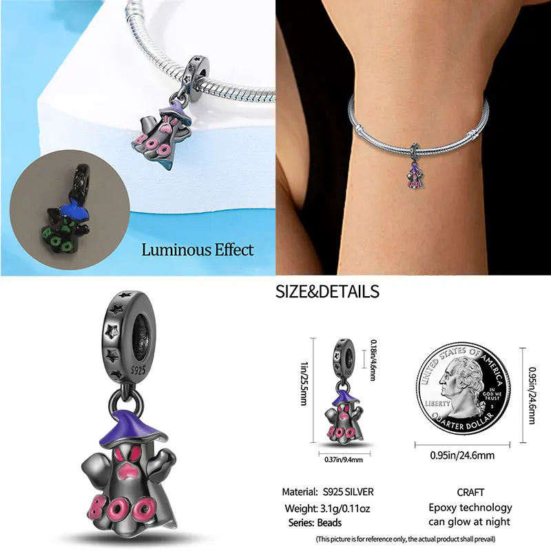 New 925 Sterling Silver Halloween Charm Beads Fit Original Brand Bracelet