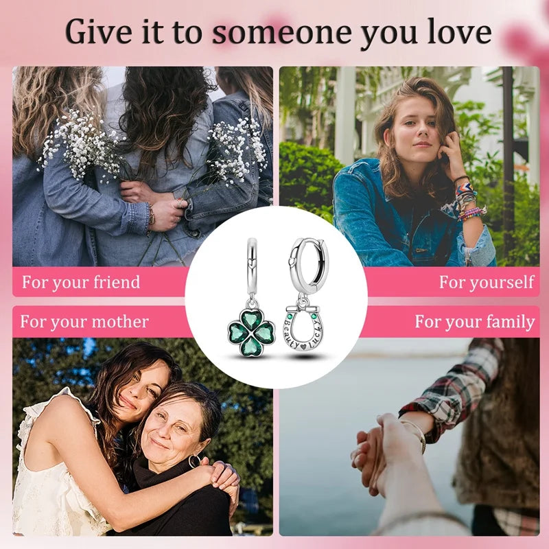 S925 Sterling Silver Simple Series Four Leaf Clover Earrings