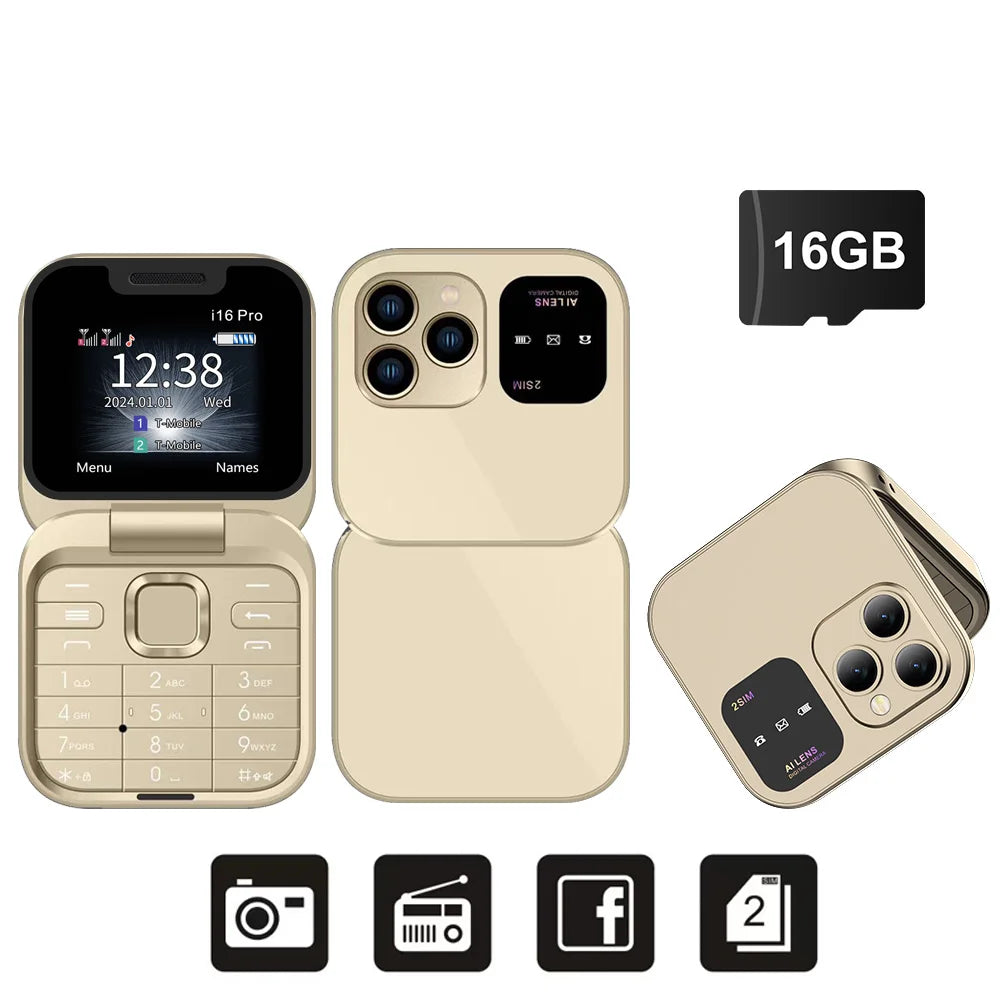 SERVO 2024 New Mini Flip Mobile Phone FM Radio Magic Voice Blacklist