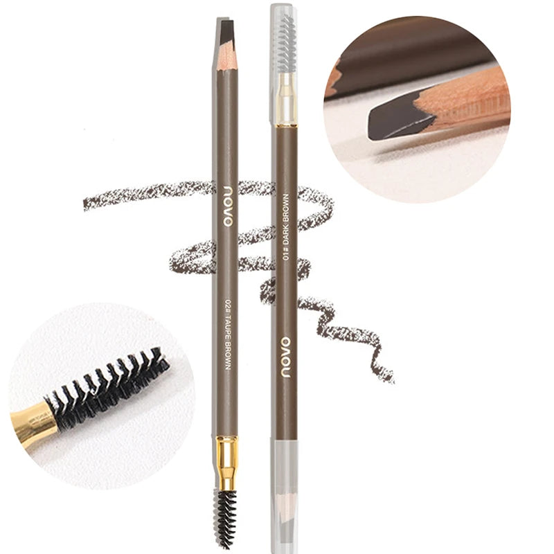 Double Head Eyebrow Pen with Brush Waterproof Colour Rendering