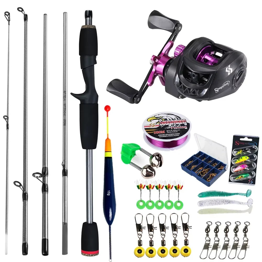 Fishing Rod and Reel Combo 5Section Fishing Rod and 7.2:1 Gear
