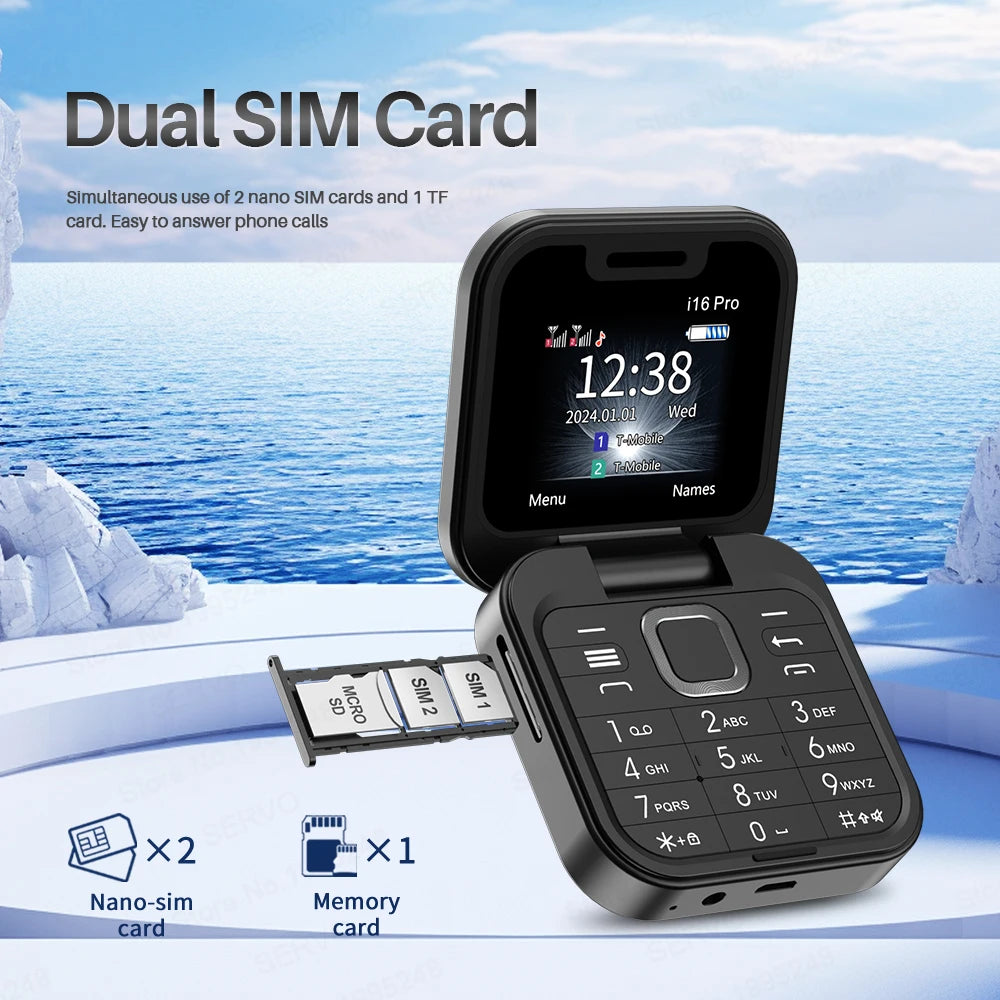SERVO 2024 New Mini Flip Mobile Phone FM Radio Magic Voice Blacklist
