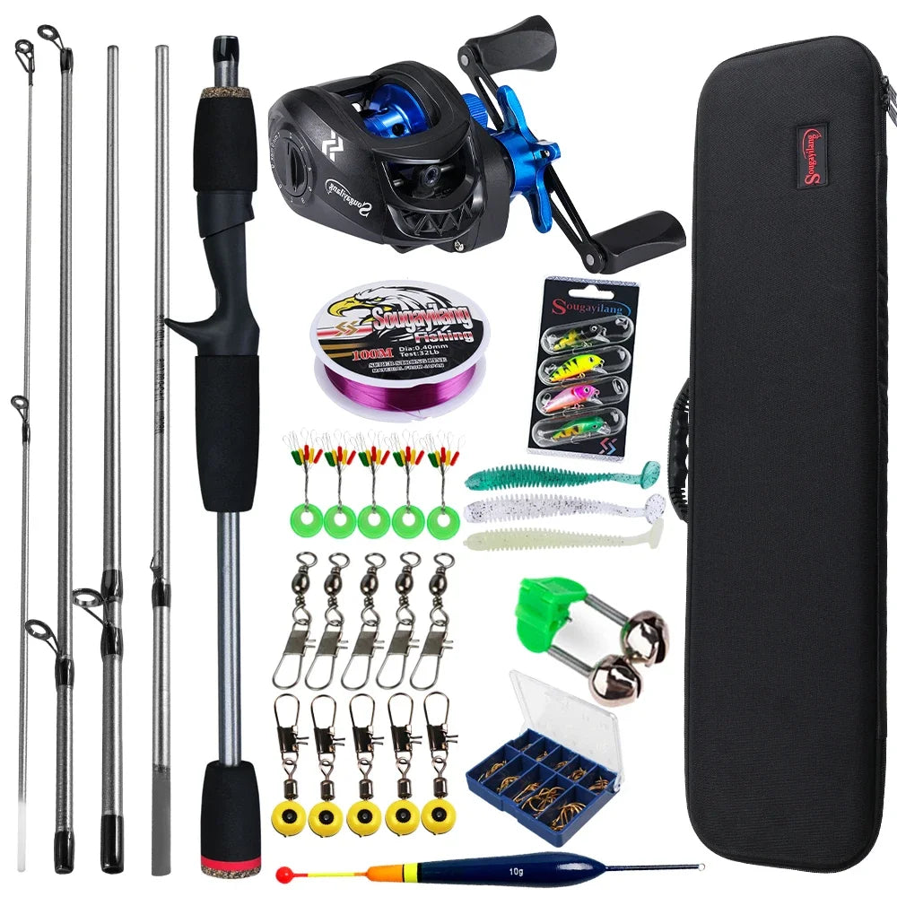 Fishing Rod and Reel Combo 5Section Fishing Rod and 7.2:1 Gear