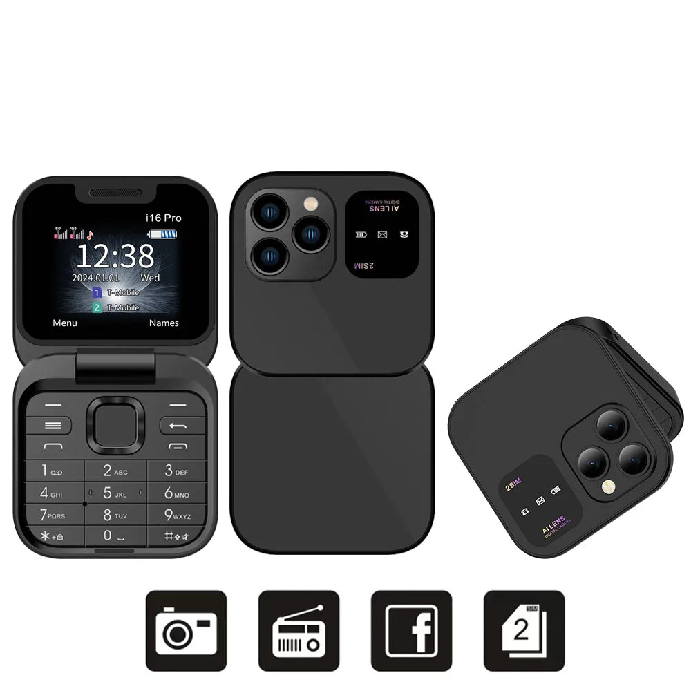 SERVO 2024 New Mini Flip Mobile Phone FM Radio Magic Voice Blacklist