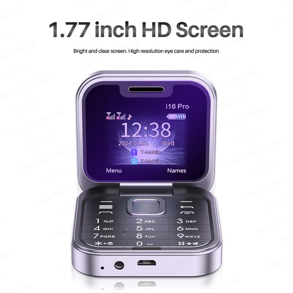 SERVO 2024 New Mini Flip Mobile Phone FM Radio Magic Voice Blacklist