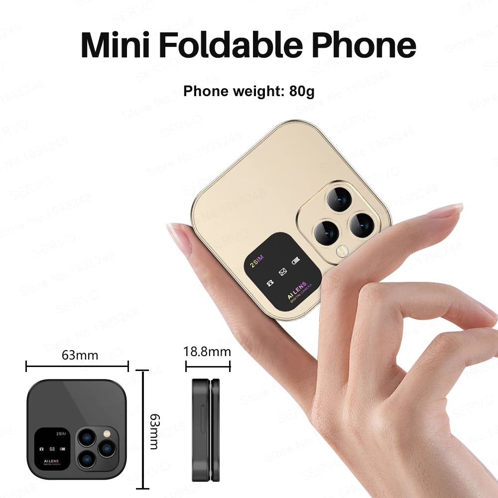 SERVO 2024 New Mini Flip Mobile Phone FM Radio Magic Voice Blacklist