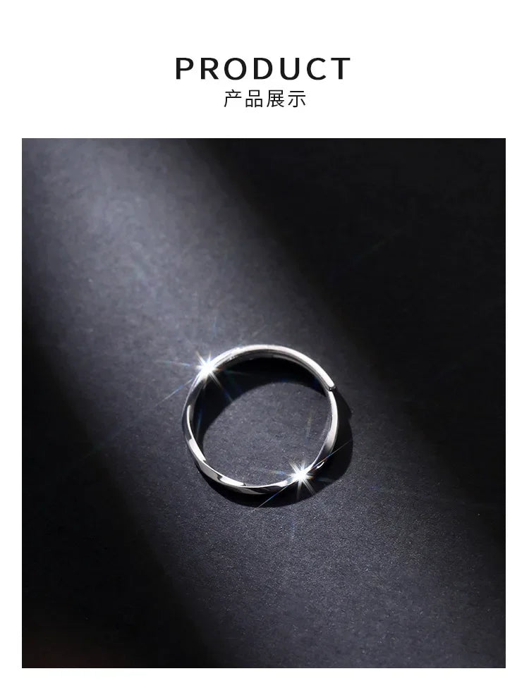 925 Sterling Silver Geometric bending Ring