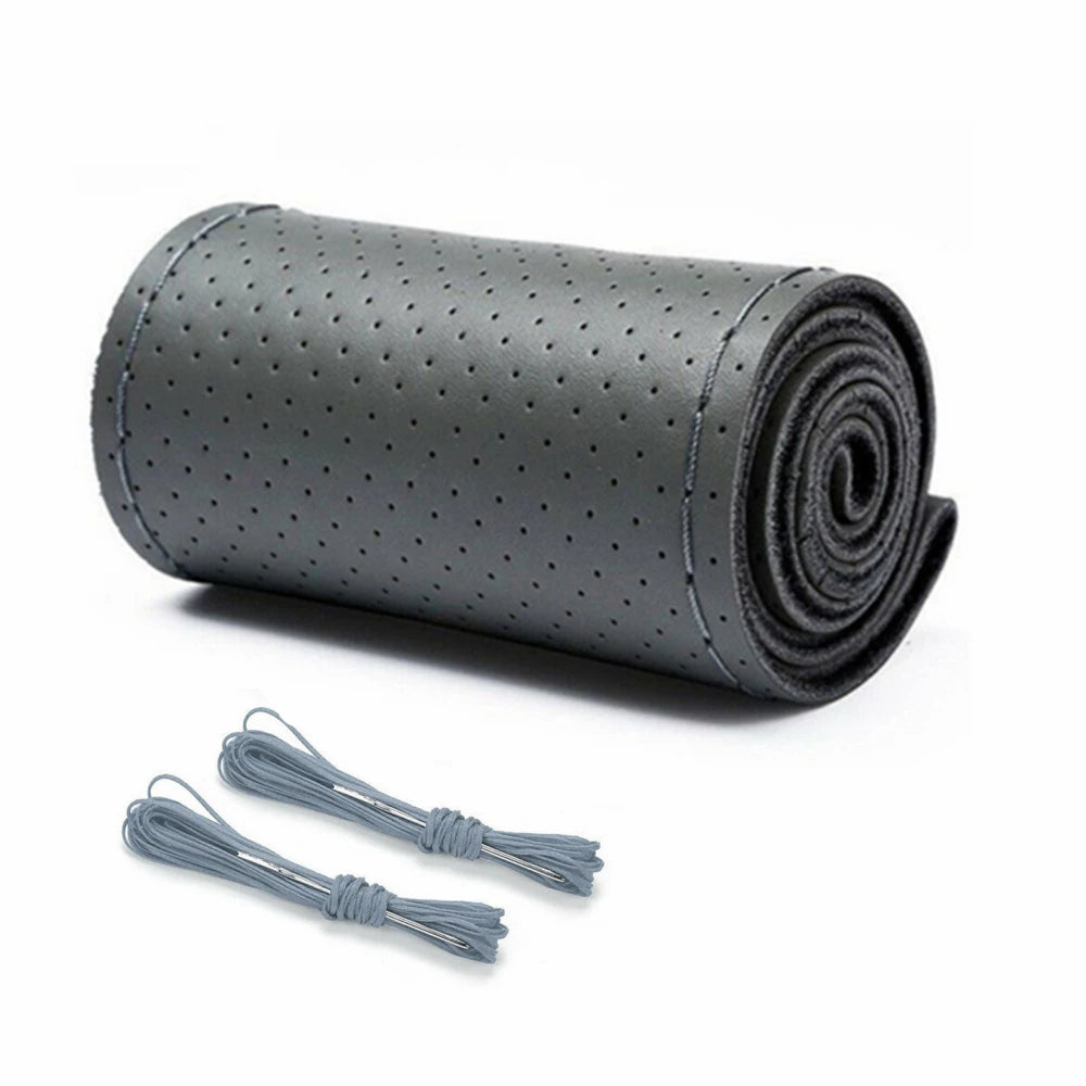 Leather Car Steering Wheel Cover Car Braid On The Steering Wheel 38 cm DIY Universal Auto Steering Wheel Cover Leather Case