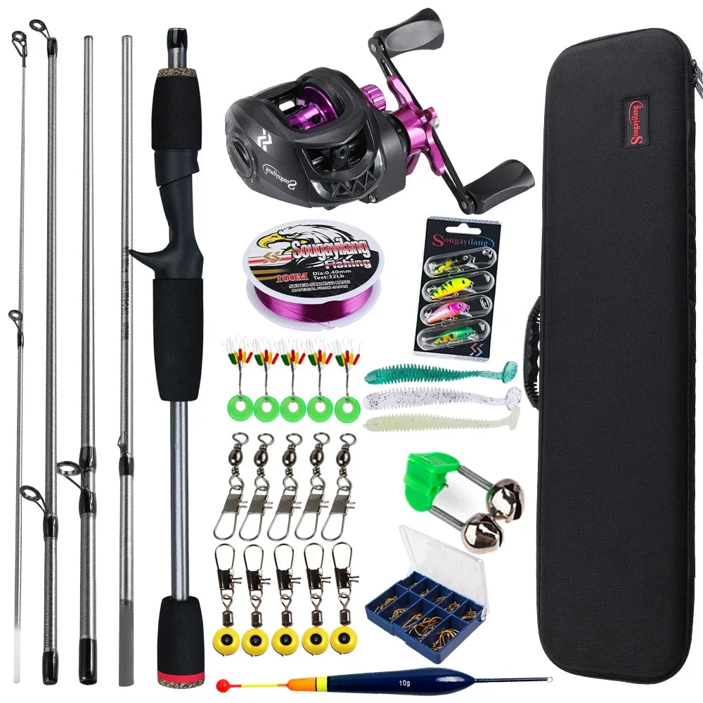 Fishing Rod and Reel Combo 5Section Fishing Rod and 7.2:1 Gear