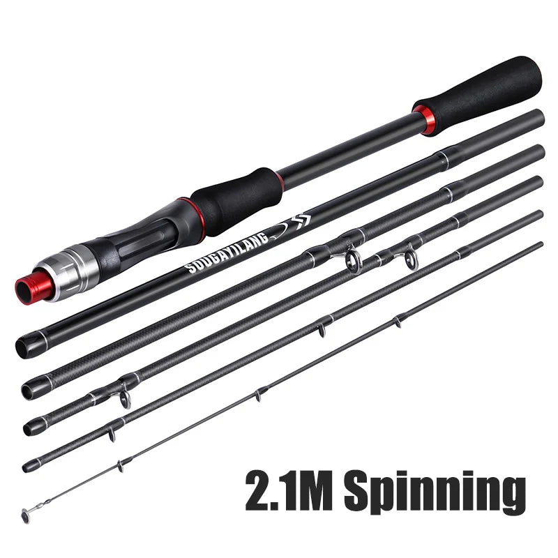 1.8m 2.1m Lure Fishing Rod Carbon Fiber Spinning Casting Fishing Rod Bait Weight 10-30g Travel