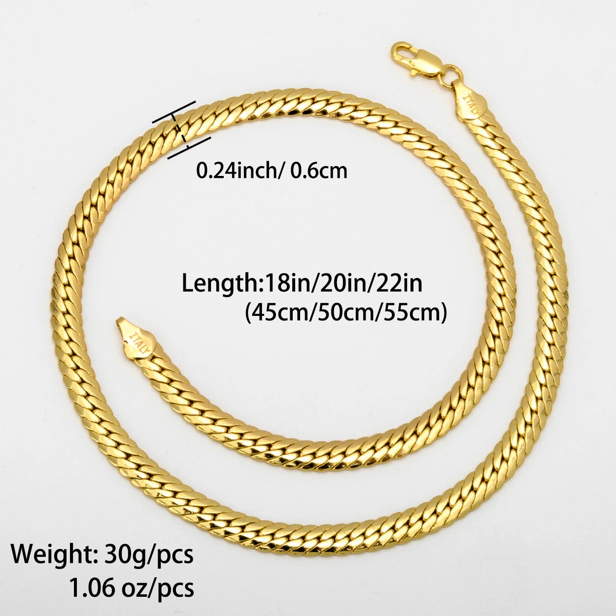 New Copper Necklace Snake Chains Gold Plated High Quality For Women, Men