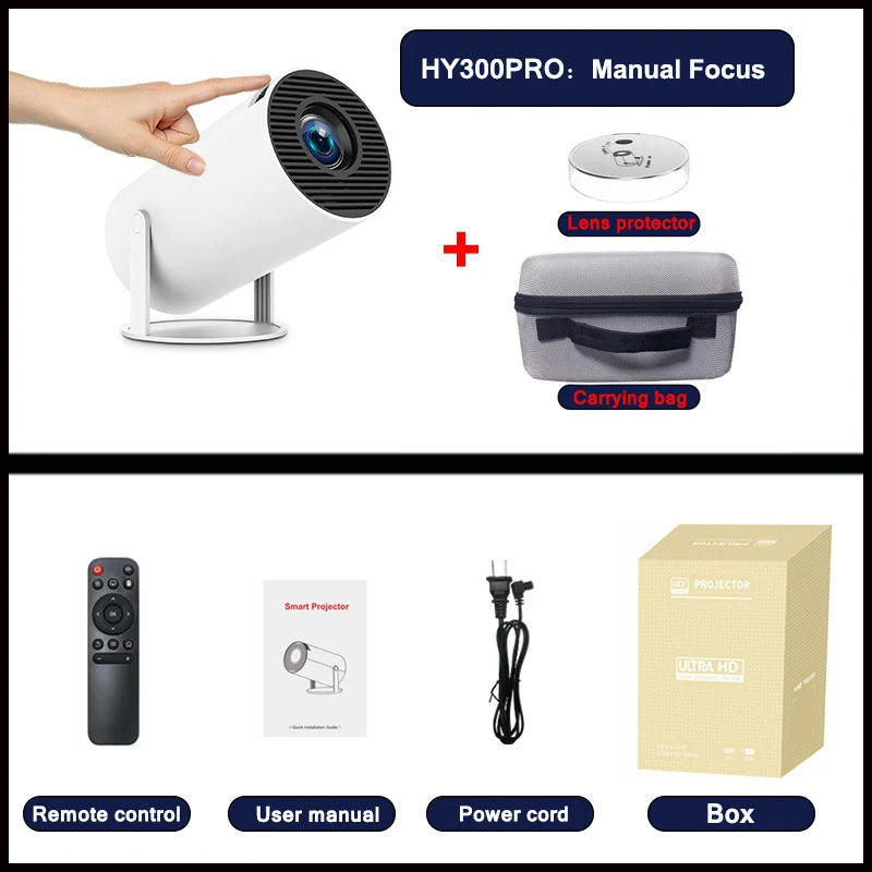 HY300 Plus Projector Android 4K 1280*720P Dual Wifi 300ANSI Video Cinema