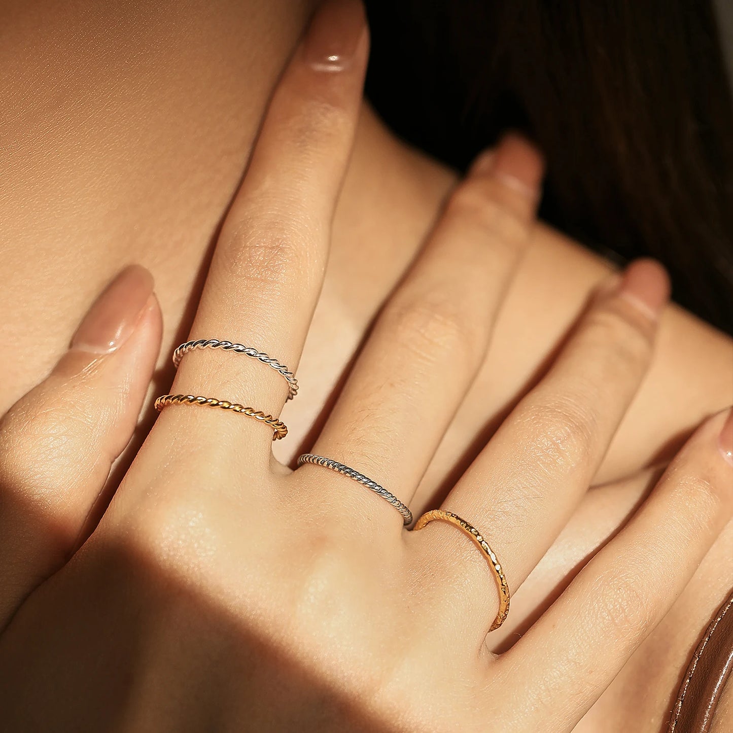 925 Sterling Silver Simple Fashion Stackable Ring Classic Wave Geometric Exquisite Finger Rings