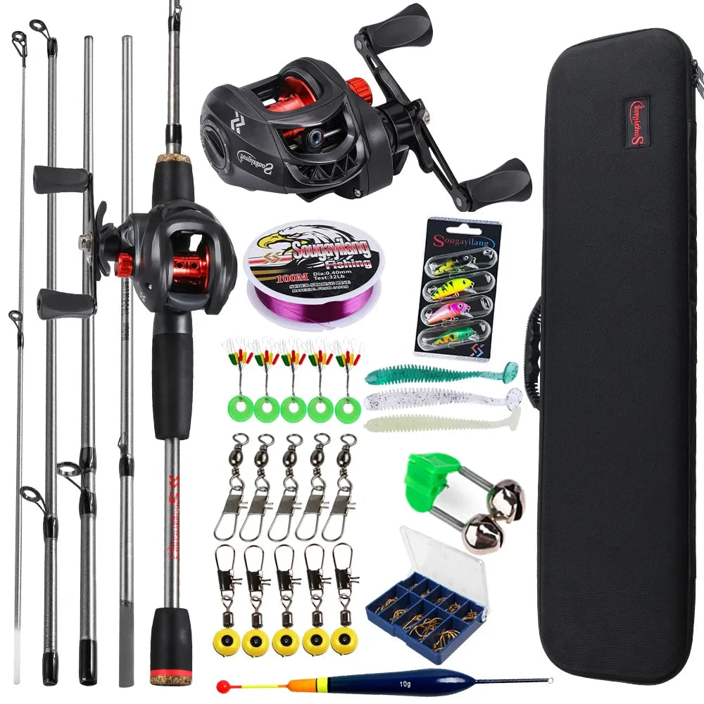 Fishing Rod and Reel Combo 5Section Fishing Rod and 7.2:1 Gear