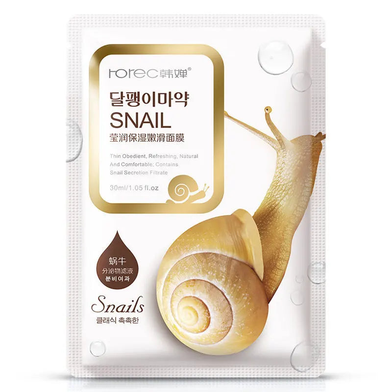 10pcs Snail Moisturizing Face Mask Replenishment Oil Control/ Korean Cosmetics