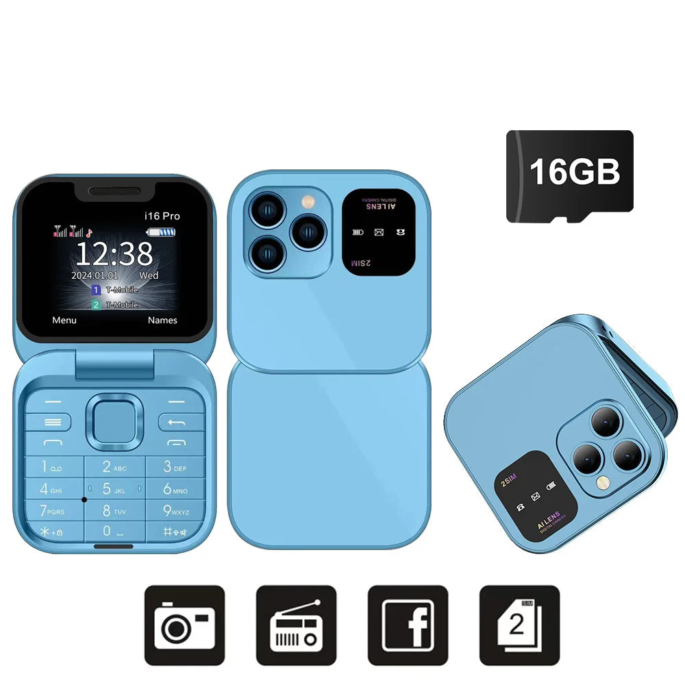 SERVO 2024 New Mini Flip Mobile Phone FM Radio Magic Voice Blacklist