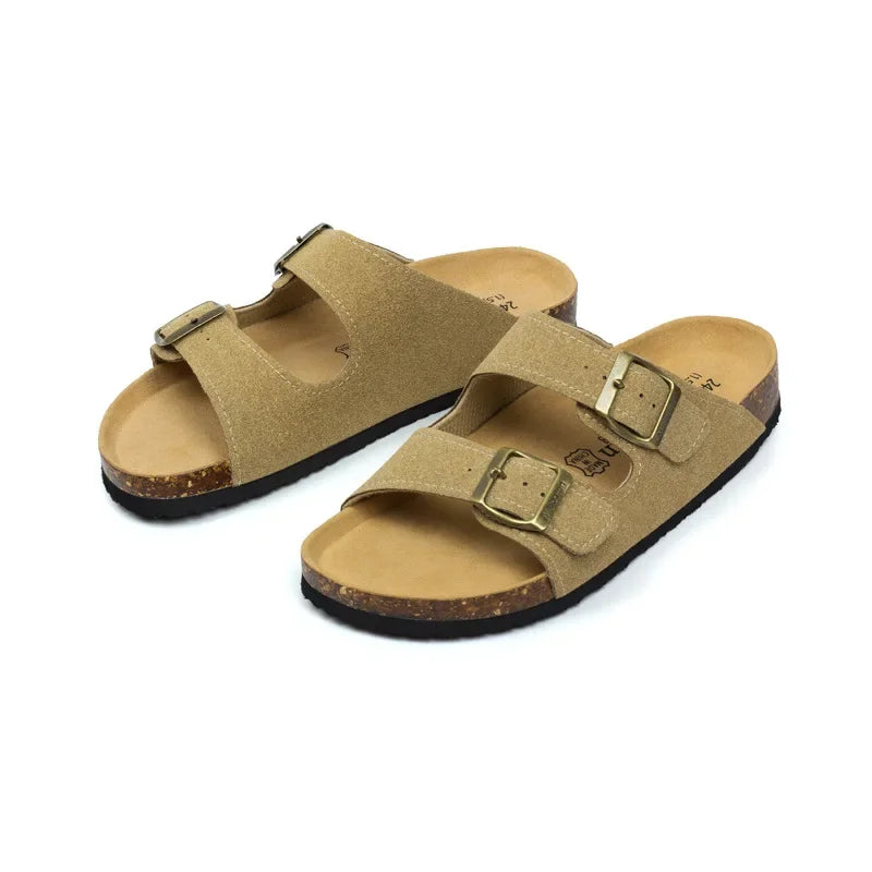 Fashion Women Cork Slipper Suede Leather Mule Clogs