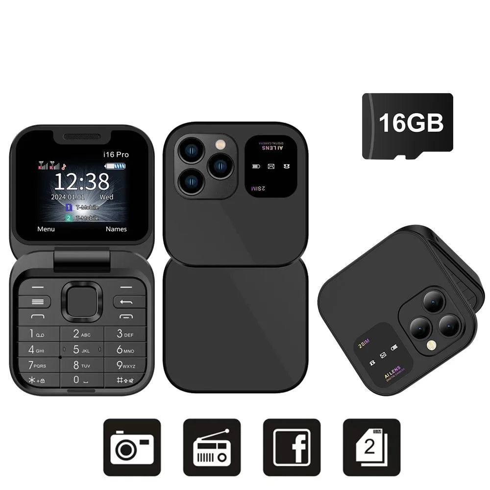 SERVO 2024 New Mini Flip Mobile Phone FM Radio Magic Voice Blacklist