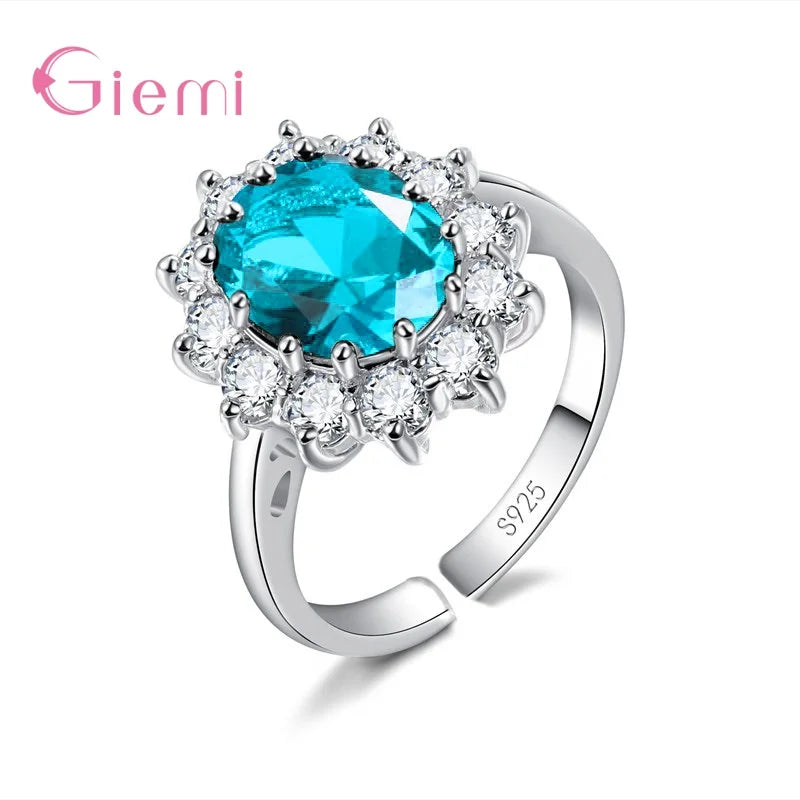 Real Genuine 925 Sterling Silver Cubic Zirconia Engagement