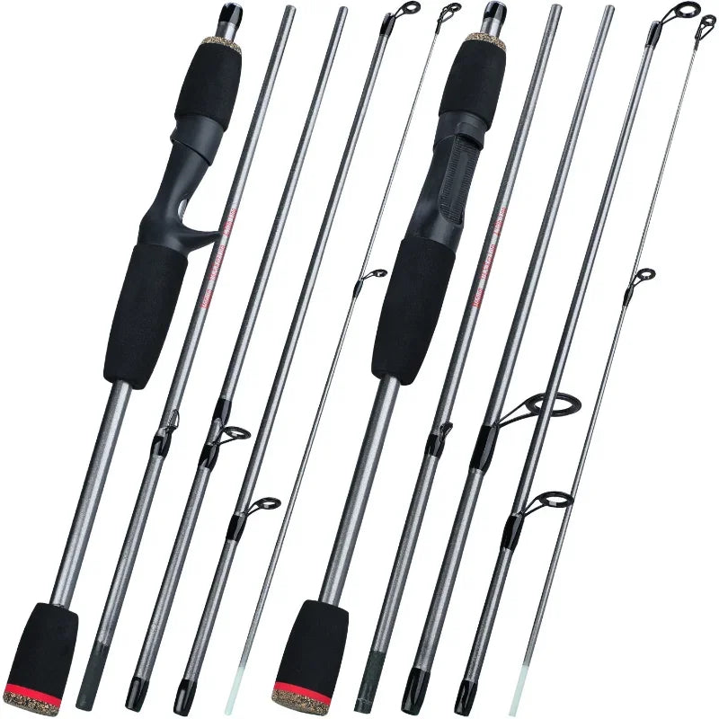 5 Section Spinning Casting Fishing Rod 1.7M Ultralight Weight Carbon Fiber Poles for Travel