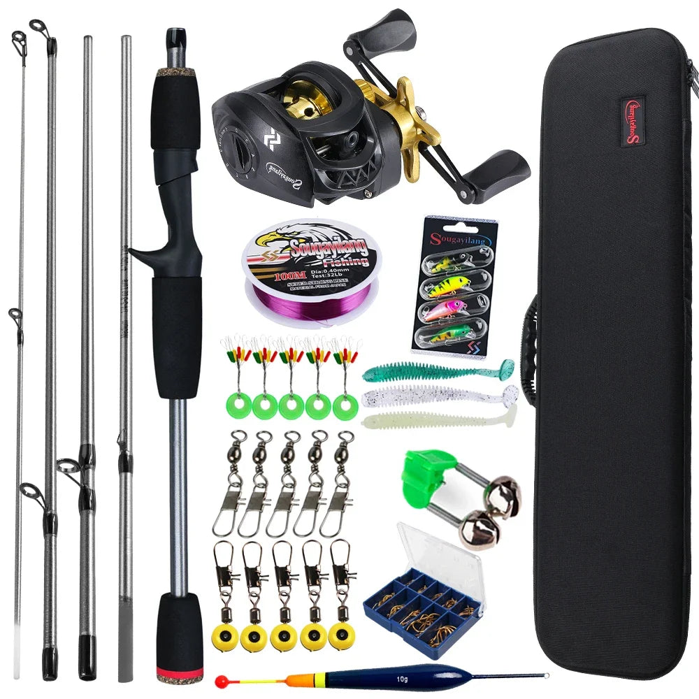 Fishing Rod and Reel Combo 5Section Fishing Rod and 7.2:1 Gear