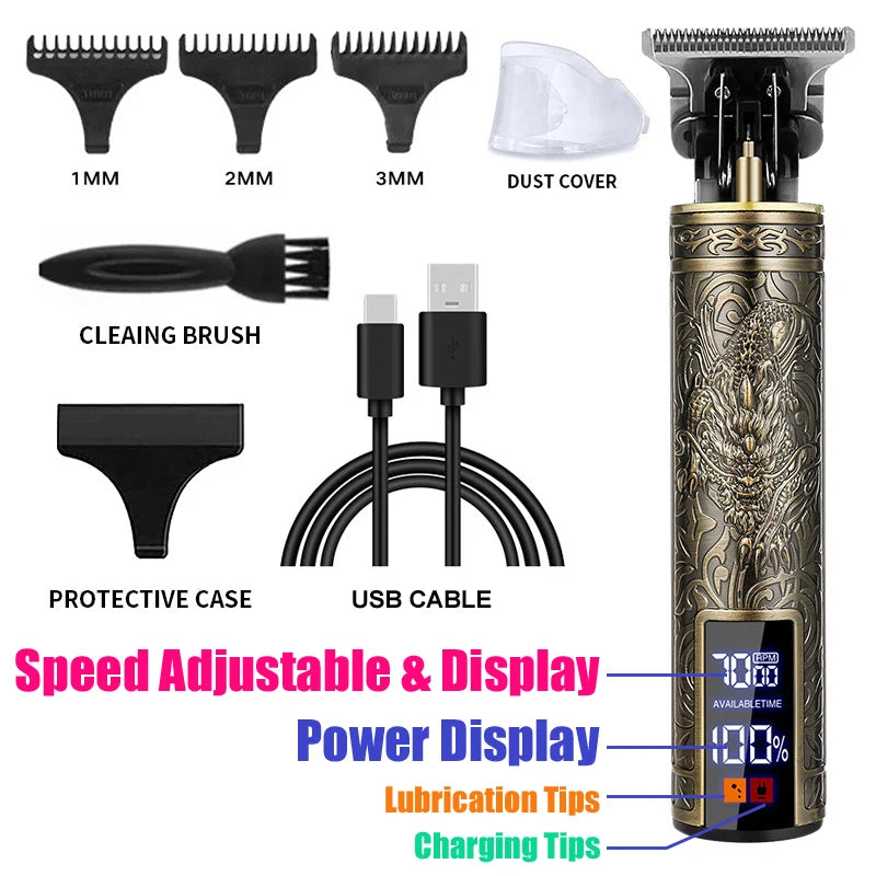 USB Fast Charging Hair Cutting Machine Electric Hair Clipper Portable Shaver Barber Professional Barber T9 Vintage Hair Trimmer