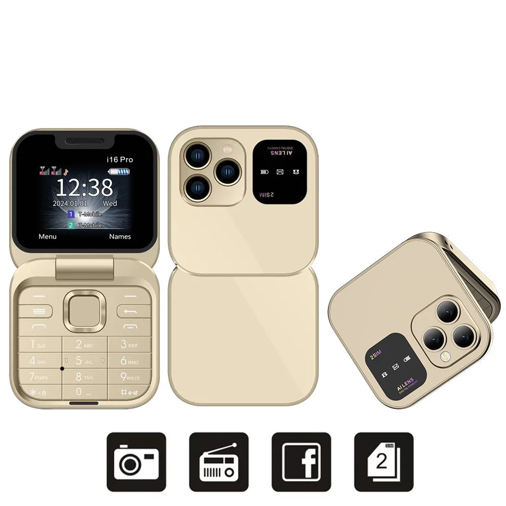 SERVO 2024 New Mini Flip Mobile Phone FM Radio Magic Voice Blacklist