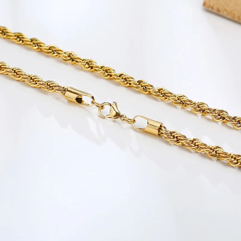 Gold Color Rope Chain Necklaces for Women Men,Chic Twisted Collar