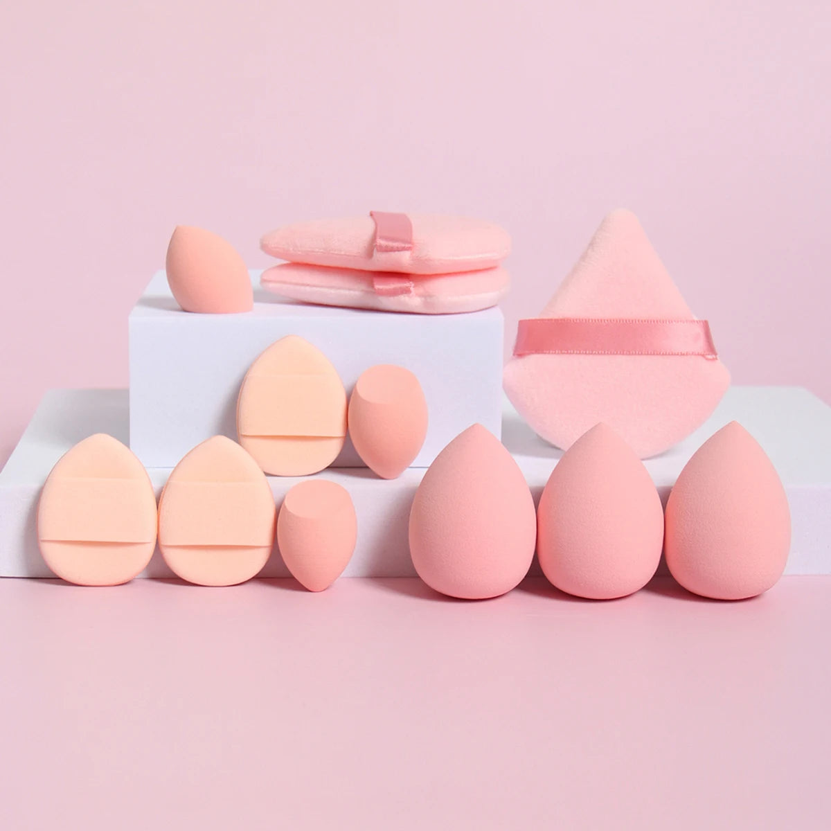 12-Piece All-Purpose Makeup Sponge Set, Made of 3 Loose Powder Puffs..