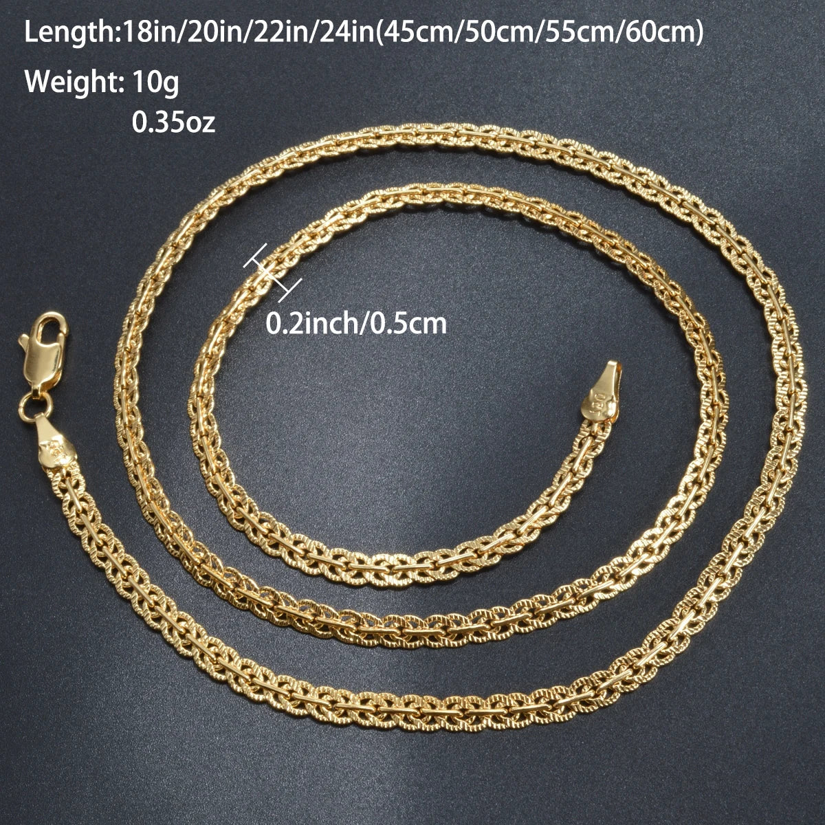 18K Gold Plated Link Chain Necklace for Women, Men Cross
