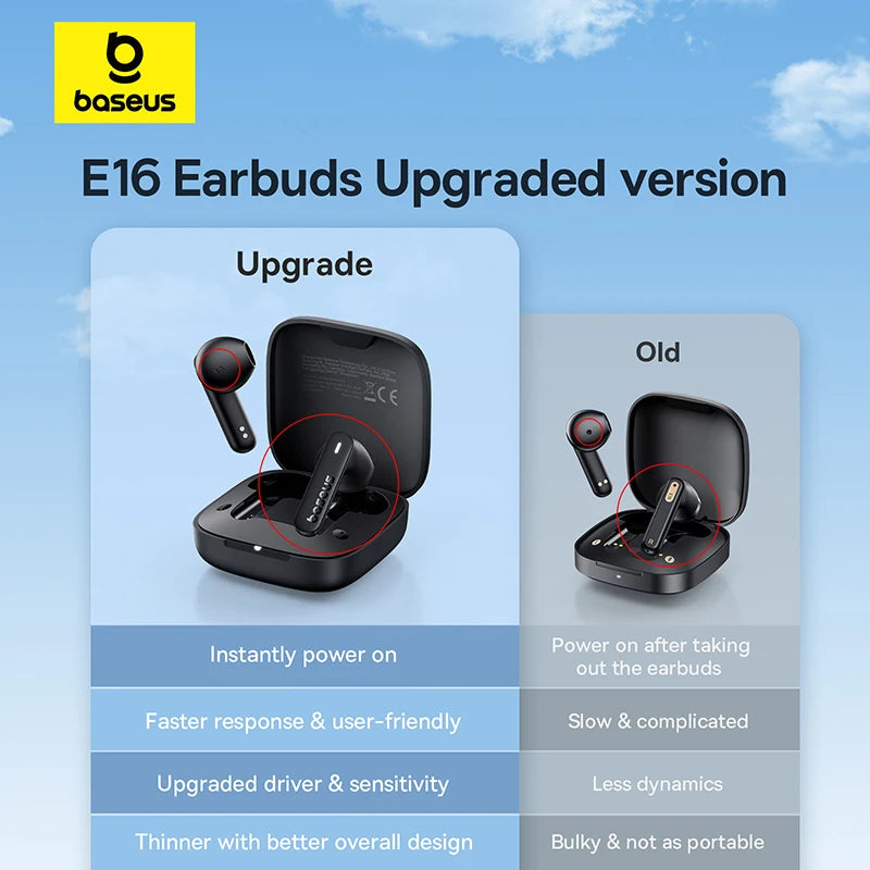 Baseus Bowie E16 Wireless Earphone Bluetooth 5.3 Earphones 30H Long Battery Life