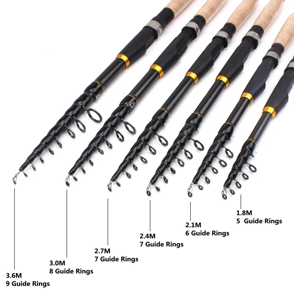 Carbon Fiber fishing rod Super short pocket Portable Spinning pole telescopic fishing rod