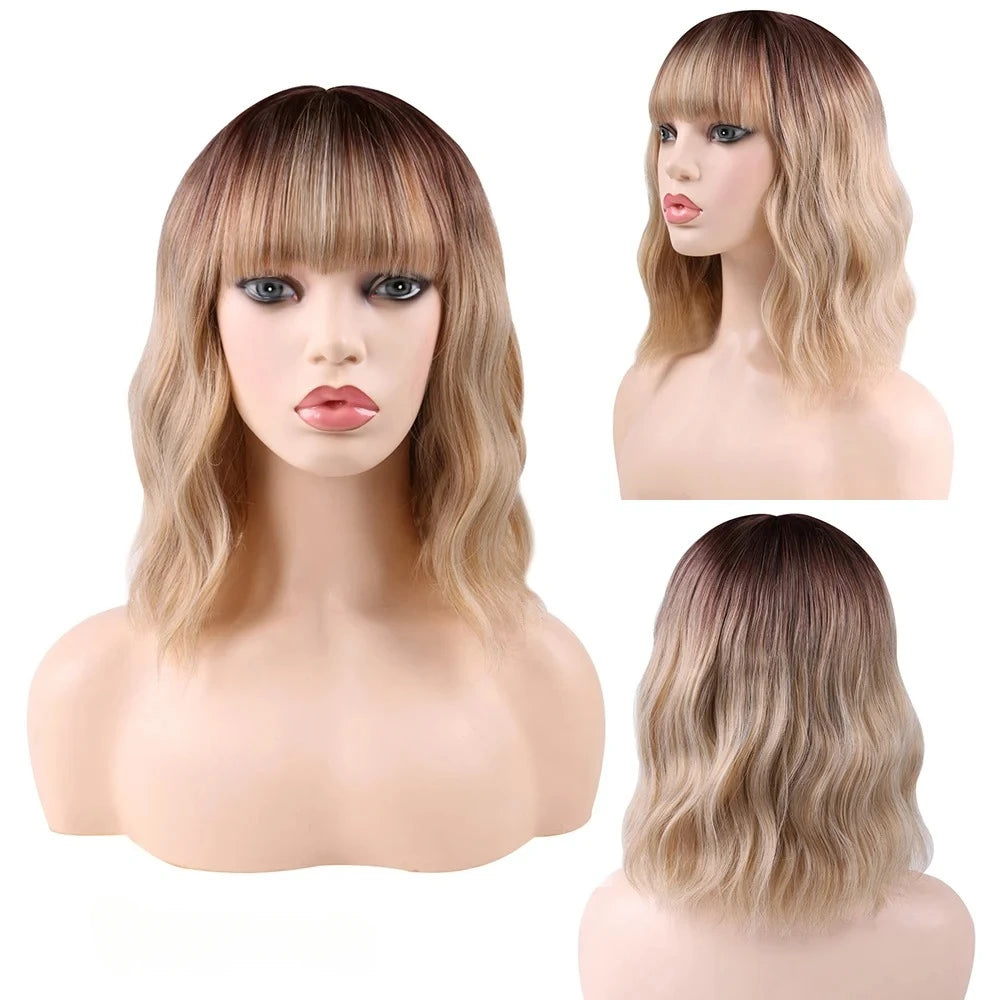 Wave Wig with Bangs Short Style Hair Cover