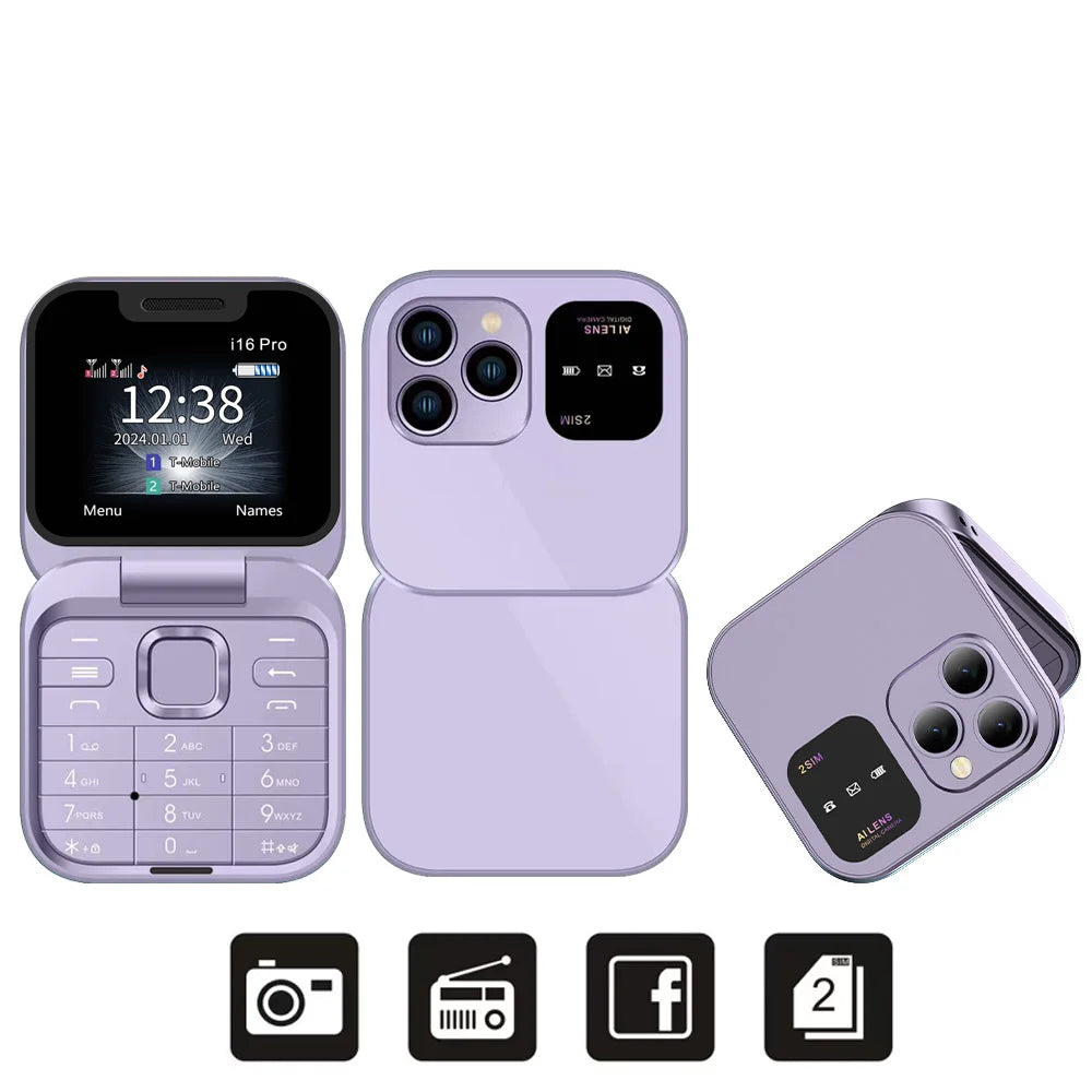 SERVO 2024 New Mini Flip Mobile Phone FM Radio Magic Voice Blacklist