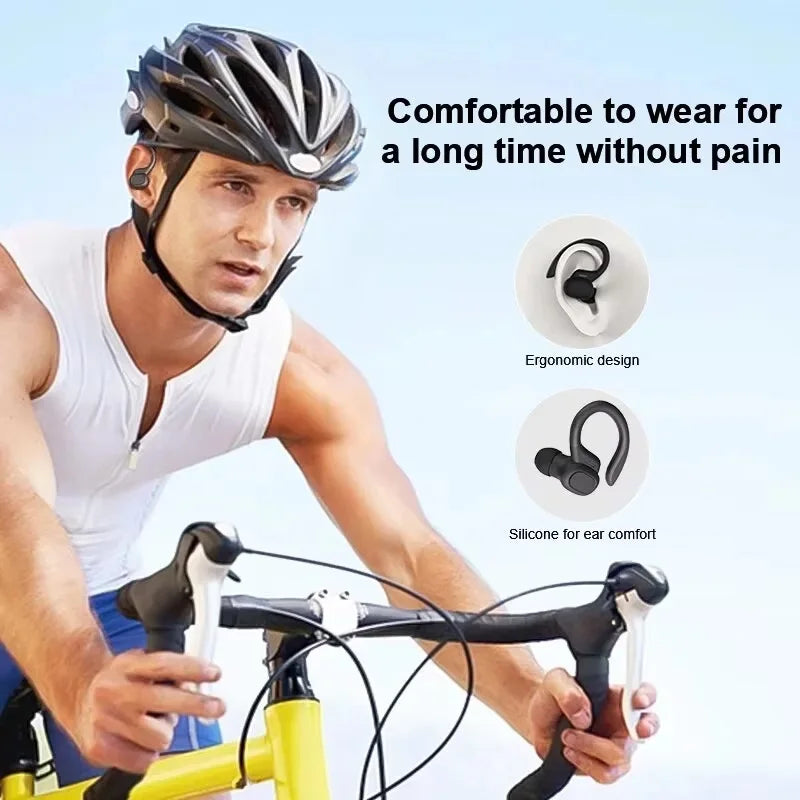 Wireless Earbuds Ear Hook Sports HiFI Stereo Waterproof Headset With Mic TWS Headphone