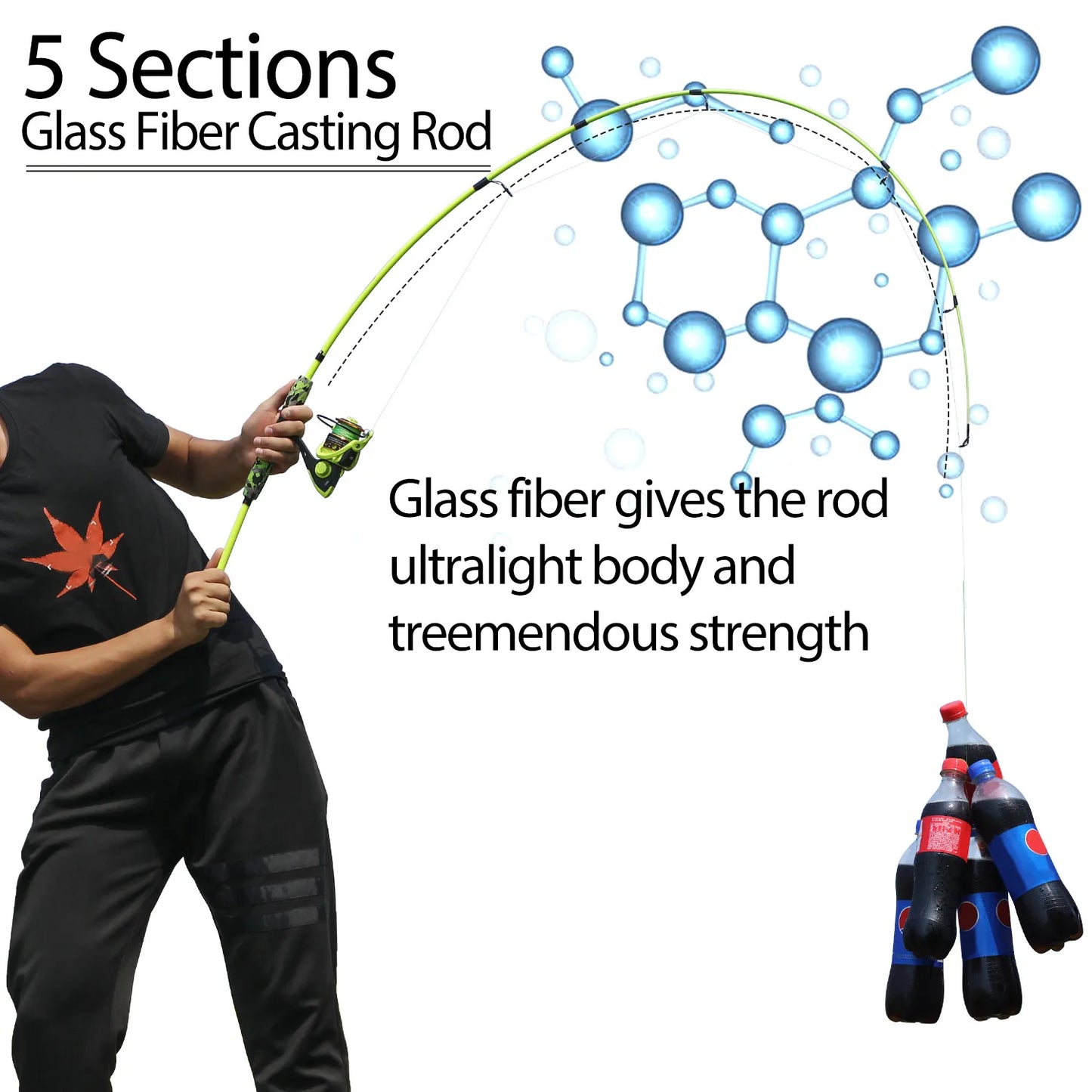 Sougayilang New 5 Section Portable Travel Fishing Rod Ultralight Weight