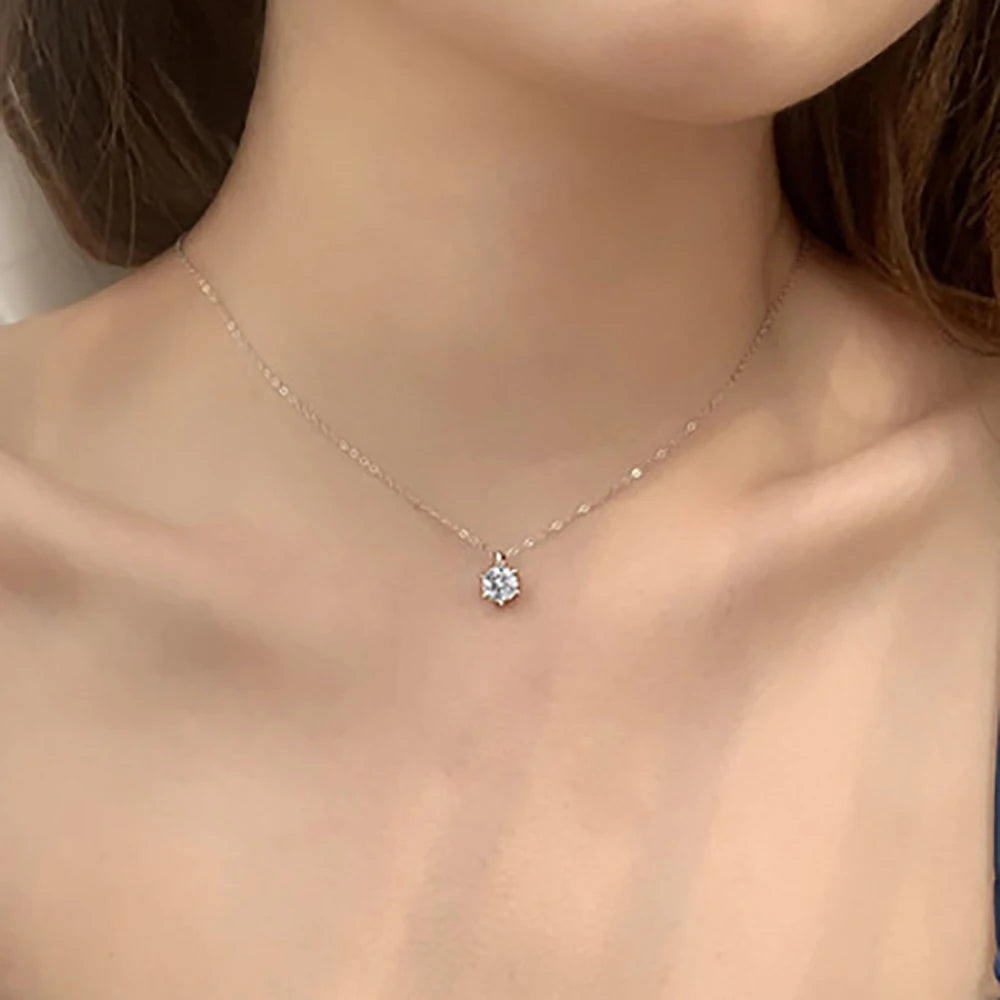 Trend 925 Soild Silver 1ct 2ct Moissanite Diamond Pendant