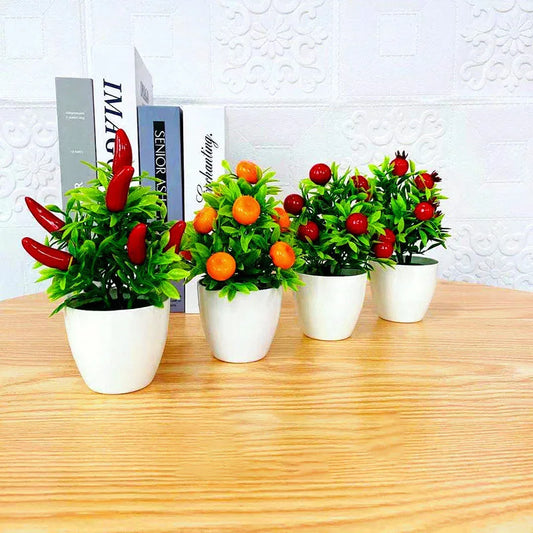 Artificial Plant Bonsai Orange Pomegranate Fruit Tree