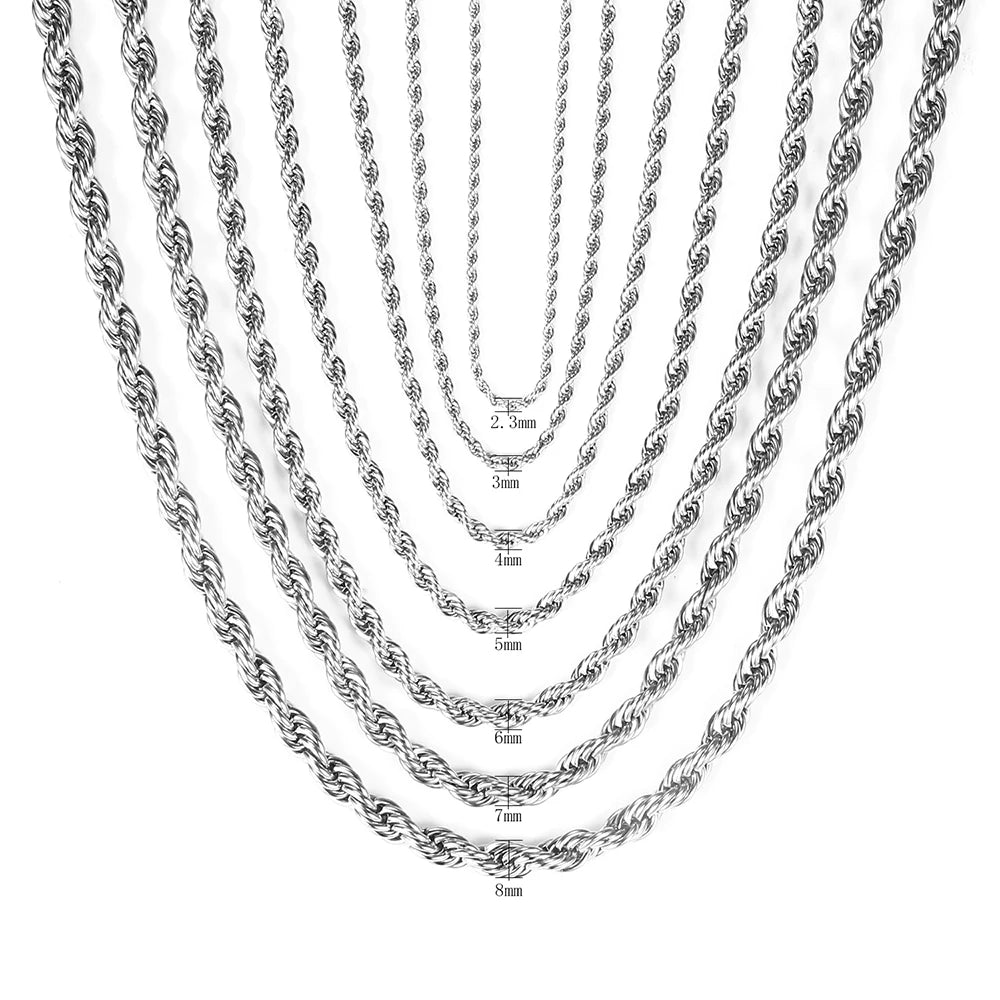 Twist Chain Stainless Steel Long Chain Necklace for Men Women