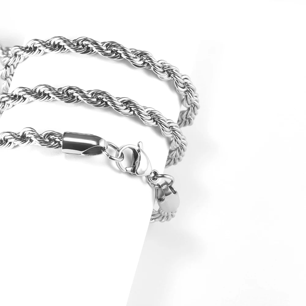 Twist Chain Stainless Steel Long Chain Necklace for Men Women