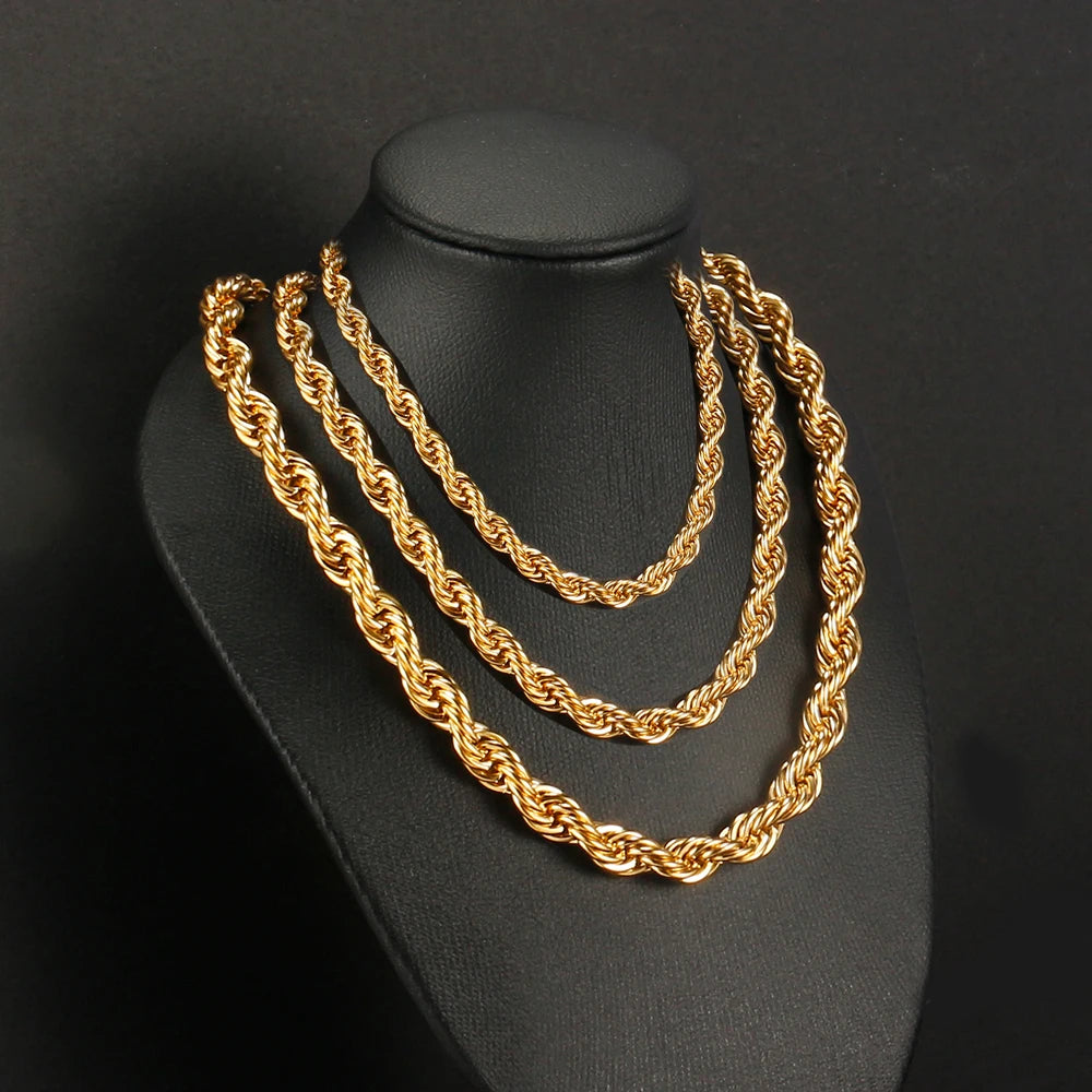 Twist Chain Stainless Steel Long Chain Necklace for Men Women
