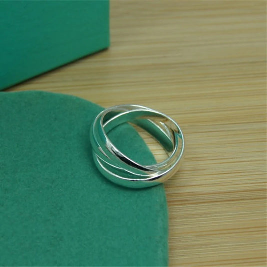 BABYLLNT 925 Sterling Silver Three Circle Coil Ring For Women Wedding Engagement Party Fashion Charm
