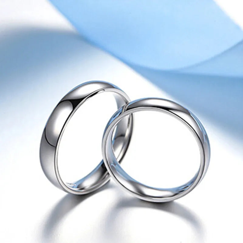 925 Sterling Silver Couples Ring Sets Light Polishing Simple Ring