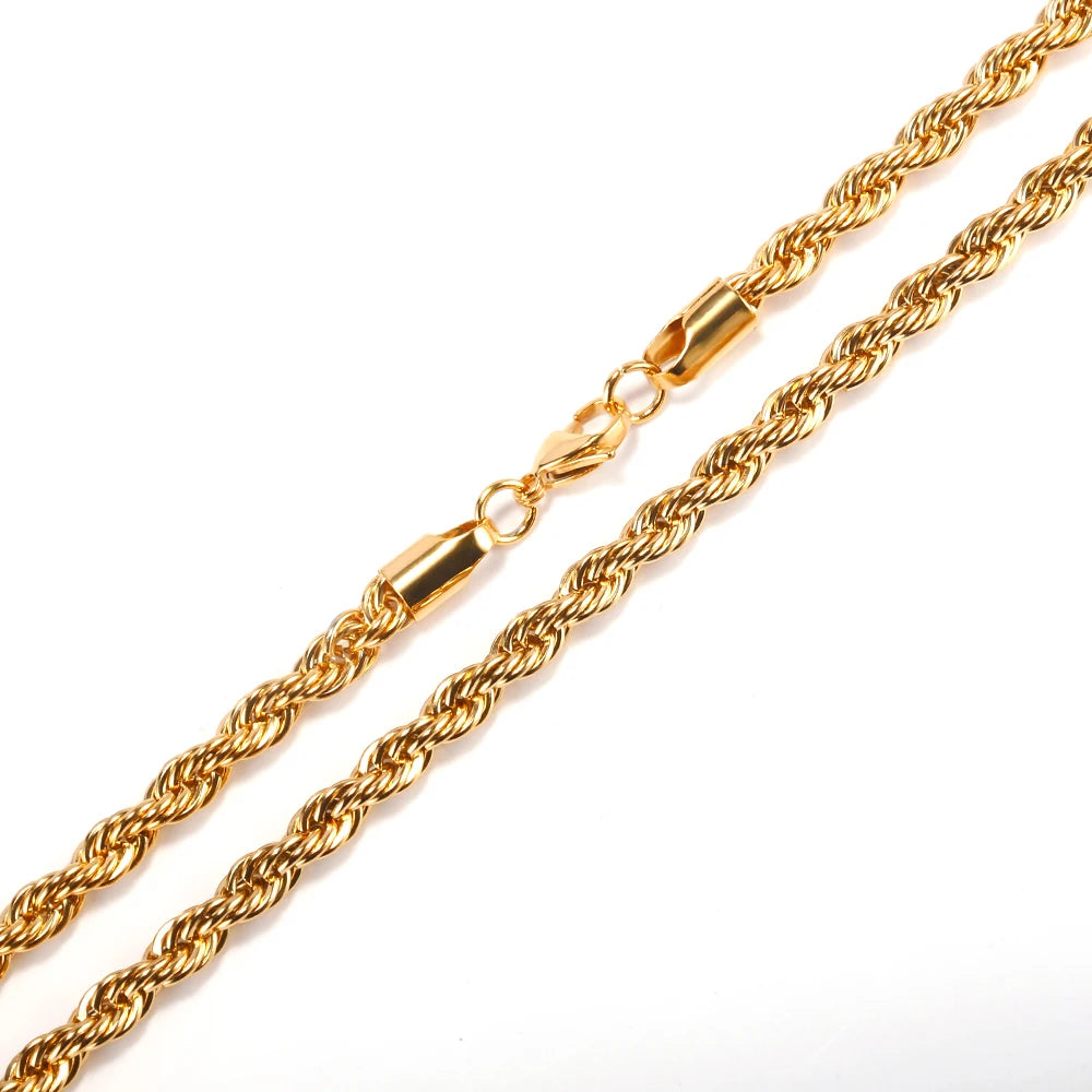 Twist Chain Stainless Steel Long Chain Necklace for Men Women