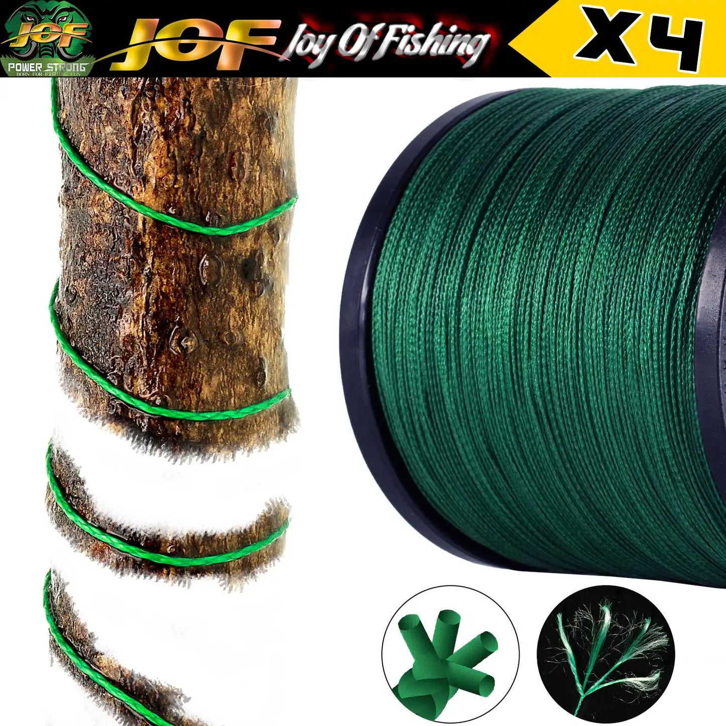JOF 4 Strands Fishing Line 300/100M Braided PE Fishing Strong Fishing Line Multifilament Durable Fishing Line