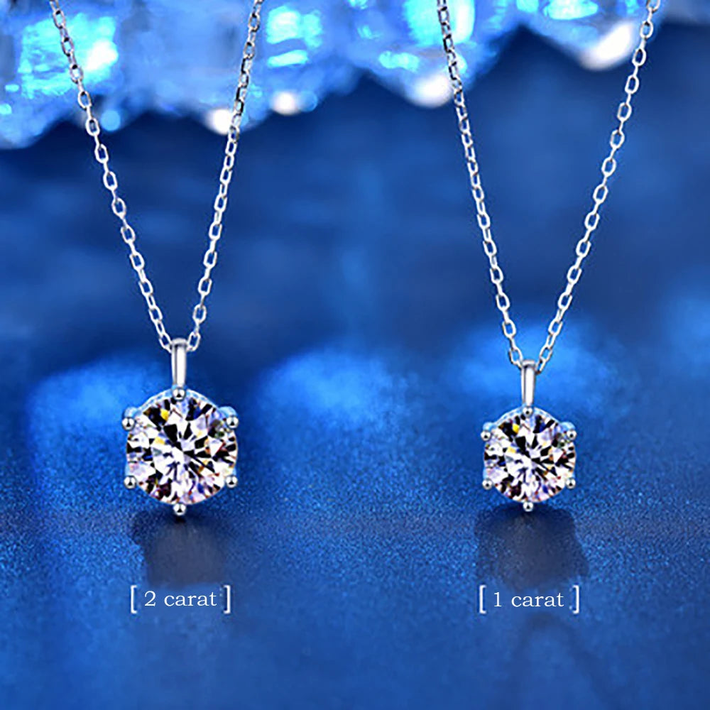 Trend 925 Soild Silver 1ct 2ct Moissanite Diamond Pendant